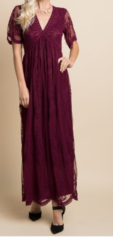 Burgundy Lace Maxi Dress